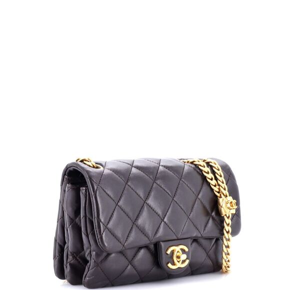 Chanel All Slide Long Flap Bag Quilted Lambskin Small Brown - Picture 2 of 7